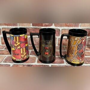 1970’S Vintage Set of Beer Mugs, 1 Budweiser, 1 Michelob, and 1 Schlitz mug.